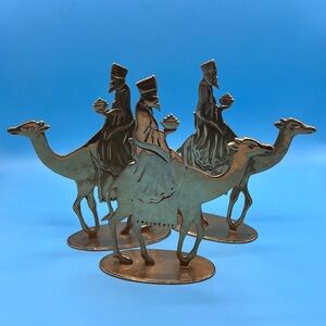 Department 56 Nativity Scene Brass 3 Wiseman on Camel 7 5/8" Tall